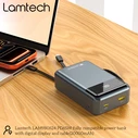 Power Bank LAMTECH PD65W 20000mAh with Built-in Type-C and Lightning Cables QC3.0