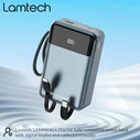 Power Bank LAMTECH PD65W 20000mAh with Built-in Type-C and Lightning Cables QC3.0