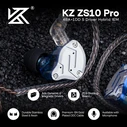 KZ In Ear Monitor Earphones ZS10 PRO Blue With Mic 4BA1DD 5 Driver 10mm metal