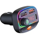 Default OSIO Bluetooth FM Transmitter Car Kit Hands Free 7 Color Lighting Black