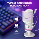 Fifine AM6W Δυναμικό USB Μικρόφωνο για Φωνητικά με RGB - Λευκό