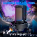 FIFINE A8T Μικρόφωνο πυκνωτή USB RGB με βραχίονα/βάση (Μαύρο)