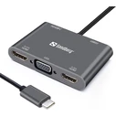 Sandberg Adapters USB C Docking Station with HDMI 4K PD and 2 Screen Connection Black