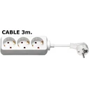 MicroConnect Πολύπριζο 3 Θέσεων με USB-A με Διακόπτη και Καλώδιο 3m GRU0033W
