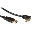 Microconnect USB 2.0 Cable USB-A male to USB-B male, 2 m, Black (angled USB-B)