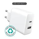 eSTUFF Φορτιστής Χωρίς Καλώδιο με Θύρα USB-A και Θύρα USB-C 20W Power Delivery Λευκός (Infinite)