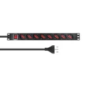 Lanview Rack Power Strip 1U 19 inch 8-port Type F/J with switch and 2m power cable (Model LVR-2MIT-SW-IT8)
