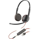Poly Blackwire 3225 Stereo USB-A On-Ear Headset with Boom Microphone (USB-A & 3.5mm)