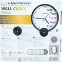Esperanza Prague Αθόρυβο Ρολόι Τοίχου Πλαστικό Μαύρο Ø20cm EHC014K