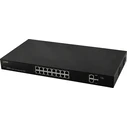 Pulsar CCTV Network Switch SF116 (16-Port Managed PoE Switch, 16x 10/100 PoE + 2x Gigabit + 2x SFP, 1U Rackmount, Black)