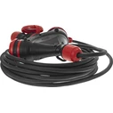 AWTools Extension Lead Power Cable 3-Socket 10 m 3 x 2.5 mm² H05RR-F IP54 AW70232