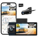 Wolfbox i17 Car DVR Camera Set 4K 3" Screen Wi‑Fi GPS Rear Camera (64GB)