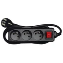 Toya Extension Cord / Power Strip 3-Socket with Switch and 3 m Cable (Type E - France)