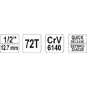 Yato Ratchet 72 Teeth 1/2" Drive, Length 255 mm (YT-0732)