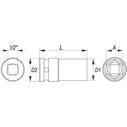 Yato Long Hex Air Socket with 1/2" Square Drive, 24mm (YT-1044)