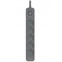 Tracer Super Line+ Power Strip, 5 Sockets, 1.5 m, Graphite