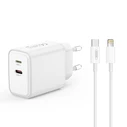 XO Universal Charger with 2 Outputs and Detachable Lightning Cable 20W White
