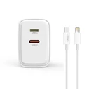 XO Universal Charger with 2 Outputs and Detachable Lightning Cable 20W White