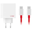 OnePlus GaN Charger with USB-A and USB-C Ports and USB-C to USB-C Cable, 80W Power Delivery, White (SUPERVOOC)