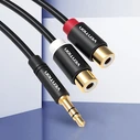 Vention Audio Cable 3.5mm Male to 2 RCA Female 0.3m Black Metal Type