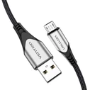 USB Cable VENTION Cotton Braided USB 2.0 A Male to Micro-B Male 3A Cable 1.5M Gray Aluminum Alloy Type