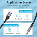 Cable VENTION Audio Micro USB Male to TRRS 3.5mm Male 2m Black