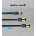 VENTION Network Cable Cotton Braided Cat 8 SFTP 3m Black