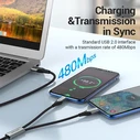 USB Cables Vention Nylon Braided USB 2.0 A Male to Dual Type C Male Y Splitter Cable 1M Gray Aluminum Alloy Type CQOHF
