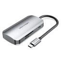 USB Hubs VENTION USB C to USB 3 0 x3 SD TF PD Hub 0 15M Gray Aluminum Alloy Type TNHHB