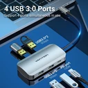 Vention USB Hub Type C to USB 3.0 x4 PD 100W TNBHB Gray