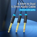 Vention Καλώδιο Ήχου Jack 6.3mm Αρσενικό σε 2x Jack 6.3mm Αρσενικά 1m Μαύρο BATBF VENBATBF