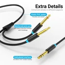 Vention Καλώδιο Ήχου Jack 6.3mm Αρσενικό σε 2x Jack 6.3mm Αρσενικά 1m Μαύρο BATBF VENBATBF