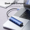 Vention USB-C Docking Station με HDMI 4K, PD, USB 3.0 x3, Μπλε Αλουμινίου (TGESB)