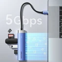 Vention USB-C Docking Station με HDMI 4K, PD, USB 3.0 x3, Μπλε Αλουμινίου (TGESB)