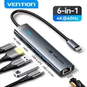 VENTION Docking Station USB C to HDMI USB 3 2 Gen 1 Type C USB 3 0 2 RJ45 PD Gray Aluminum Alloy Type TGNHB