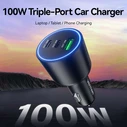 Vention Φορτιστής Αυτοκινήτου Three Port USB C C A 100W 30W 18W FFQB0 Black
