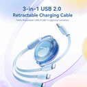 VENTION Charging Cable 3 in 1 USB 2.0 Type A to USB C Lightning Retractable 1.1 m Pink TRJPBE
