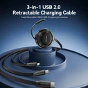 VENTION USB Cable 3 in 1 USB 2 0 Type C Male to USB C Male USB C Male and Lightning Male 5A Retractable 1 1m Blue TRKSBE