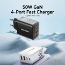 VENTION Φορτιστής GaN 4 Θυρών USB C C A A 30W 20W 18W 18W EU Μαύρο