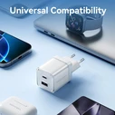 VENTION GaN 2 Port USB C A Charger 30W with 1m USB C to USB C Cable EU Pink