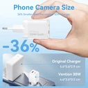 VENTION GaN 2 Port USB C A Charger 30W with 1m USB C to USB C Cable EU Pink