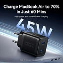 VENTION Φορτιστής USB C C GaN 45W 45W με καλώδιο USB C σε USB C 5A 1m EU Plug Γκρι TZ FCFH0 EU VENTZ FCFH0 EU