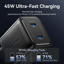 VENTION Φορτιστής GaN 2 Θυρών USB C C 45W 45W με Καλώδιο USB C σε USB C 5A 1M EU Plug Λευκό