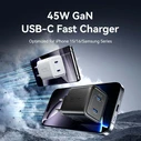 VENTION Φορτιστής GaN 2 Θυρών USB C C 45W 45W με Καλώδιο USB C σε USB C 5A 1M EU Plug Λευκό