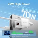 VENTION Φορτιστής GaN 2 Θυρών USB C A 70W 22 5W με Καλώδιο USB C σε USB C 1M EU Plug Pink TZ FCGP0 EU