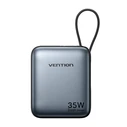 Vention 10000mAh Mini Power Bank (USB-C + USB-C) with Built-in USB-C Cable 35W Gray Universal Type (FHEN0-TY) (VENFHEN0-TY)