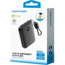 Vention 10000mAh Power Bank (USB-C + USB-C/USB-C/USB-A) with Built-in USB-C to USB-C Cable 22.5W Black LED Display Universal Type (FKAB0-C-TY) (VENFKAB0-C-TY)