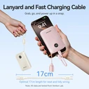 VENTION Power Bank 10000mAh 22.5W με ενσωματωμένο καλώδιο USB‑C, USB‑A & USB‑C θύρες — Ροζ