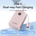 Vention 20000mAh Power Bank (USB-C + USB-C/USB-C/USB-A) with Built-in USB-C to USB-C Cable 22.5W Beige LED Display Universal Type (FKBN0-C-TY) (VENFKBN0-C-TY)