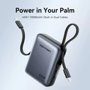 Vention 10000mAh Mini Power Bank (USB-C + USB-C/Lightning) with Built-in USB-C and Lightning Cables 45W Gray (FKMH0) (VENFKMH0)